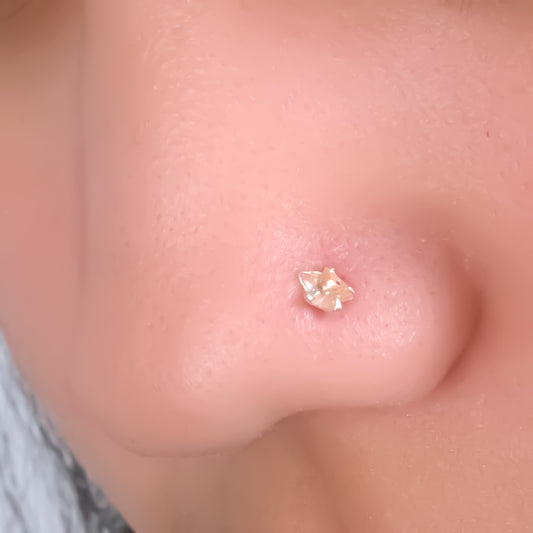 Silver Nosepin with Dazzling Brown Gem