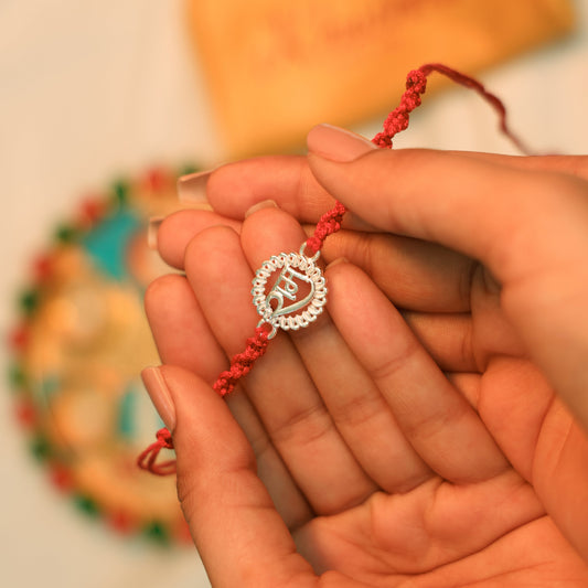 Silver Rakhi with Ram Charm