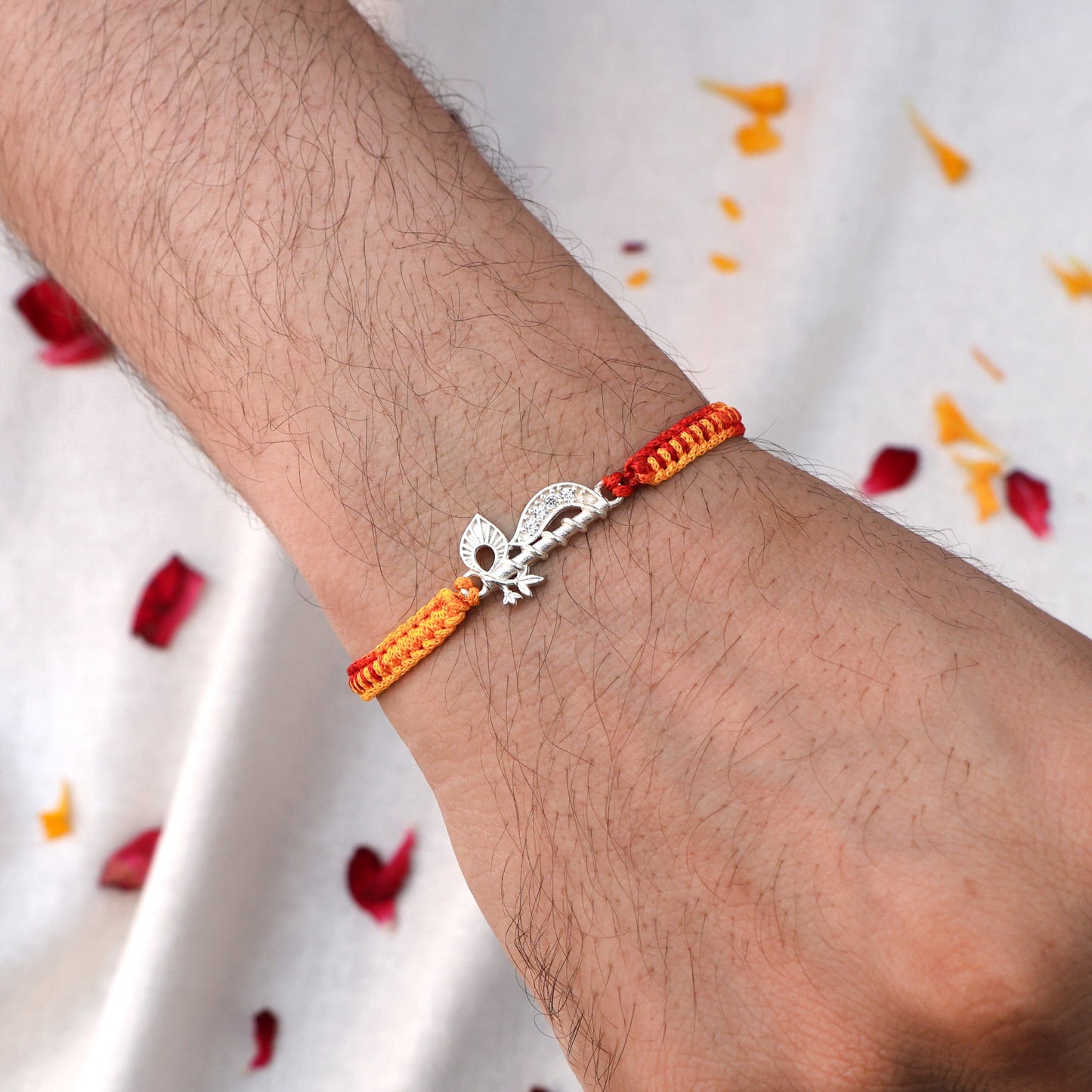 Krishna Flute Silver Rakhi for Brother