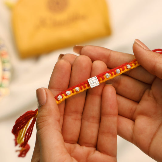 Traditional Swastik Silver Rakhi