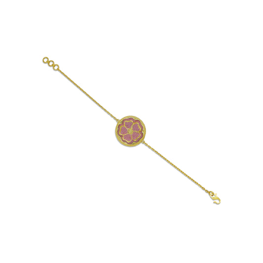 Elegant pink floral bracelet, gold-plated and delicate
