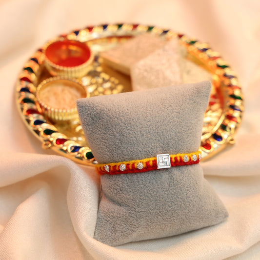 Traditional Swastik Silver Rakhi