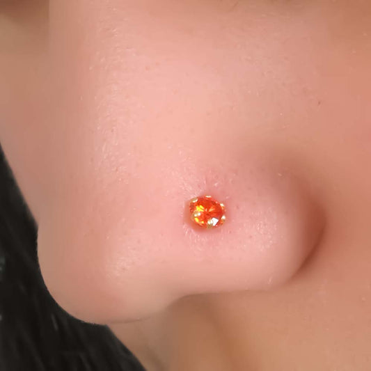 Gold Polish Nosepin with Red Stone