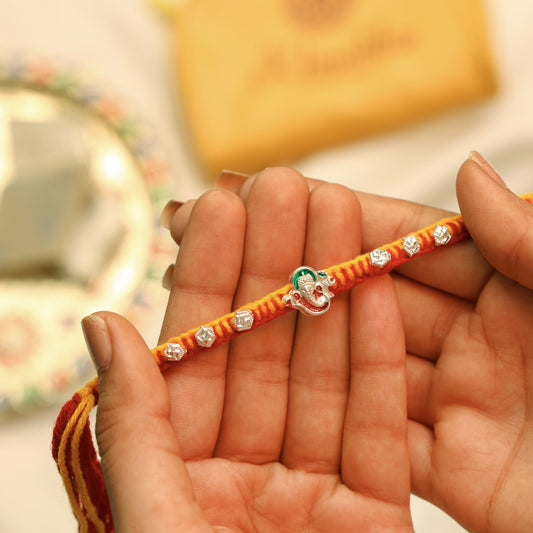 Blessed Ganpati Silver Rakhi