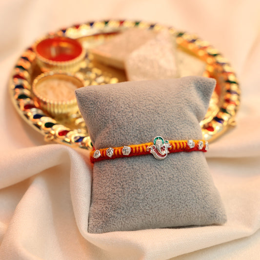 Blessed Ganpati Silver Rakhi