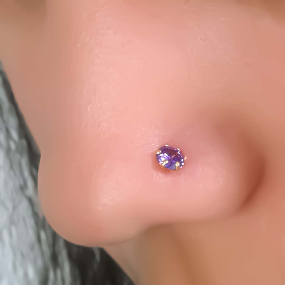 Gold Polish Nose Pin with Unique Octagon Gemstone