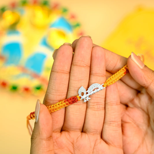 Krishna Flute Silver Rakhi for Brother