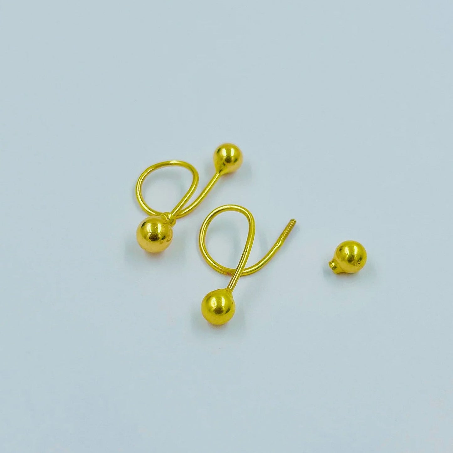Elegant Minimalist Double Sphere Climber Silver Earrings.
