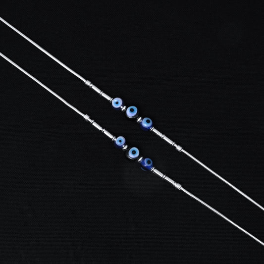 Silver Evil Eye Anklet, Perfect for Daily Wear & Comfort