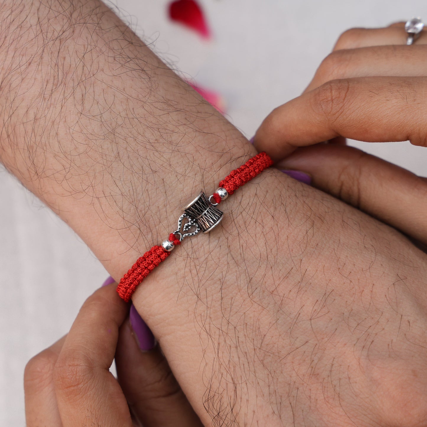 Lord Shiva Trishul Damru Silver Rakhi