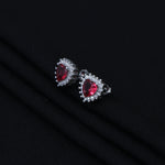 Load image into Gallery viewer, Stylish pink heart-shaped gemstone earrings in sterling silver
