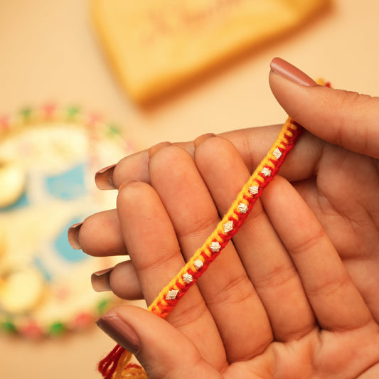 Handcrafted Silver Buds Rakhi Assorted Design