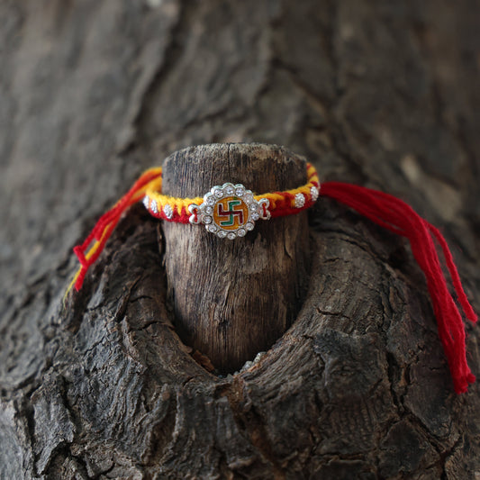 Swastik Glory Silver Rakhi