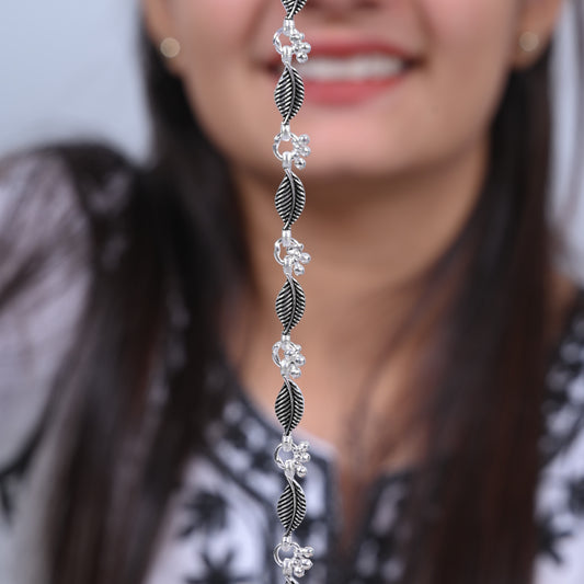 Sterling Silver Anklet with Leaf Link Chain – Lightweight and Trendy