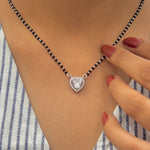 Load image into Gallery viewer, Beautiful black beads mangalsutra with heart-shaped pendant.