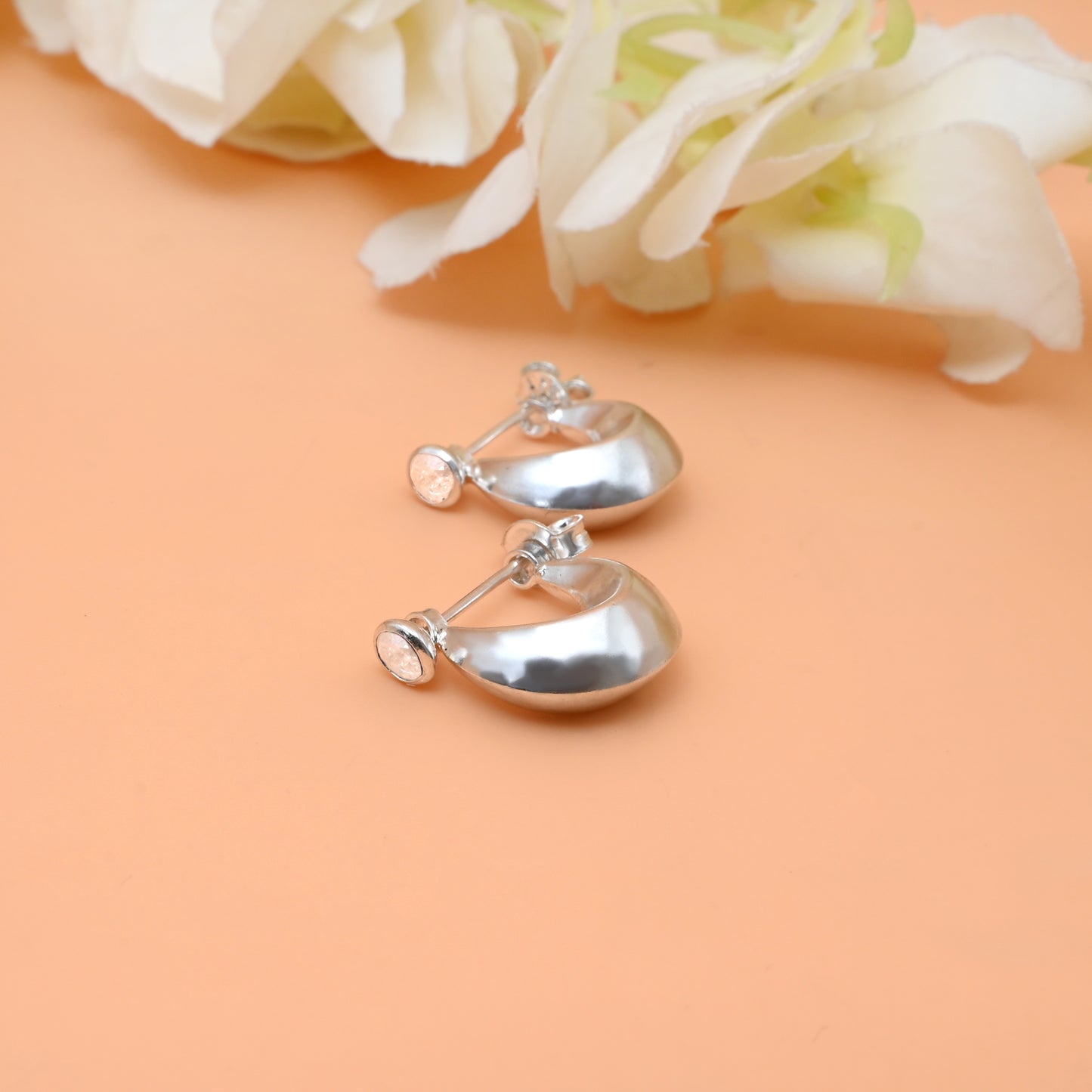 Boys Silver Bali Earrings with Plain Look & Stones
