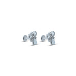Load image into Gallery viewer, Elegant silver flower earrings adorned with opal and sparkling stones