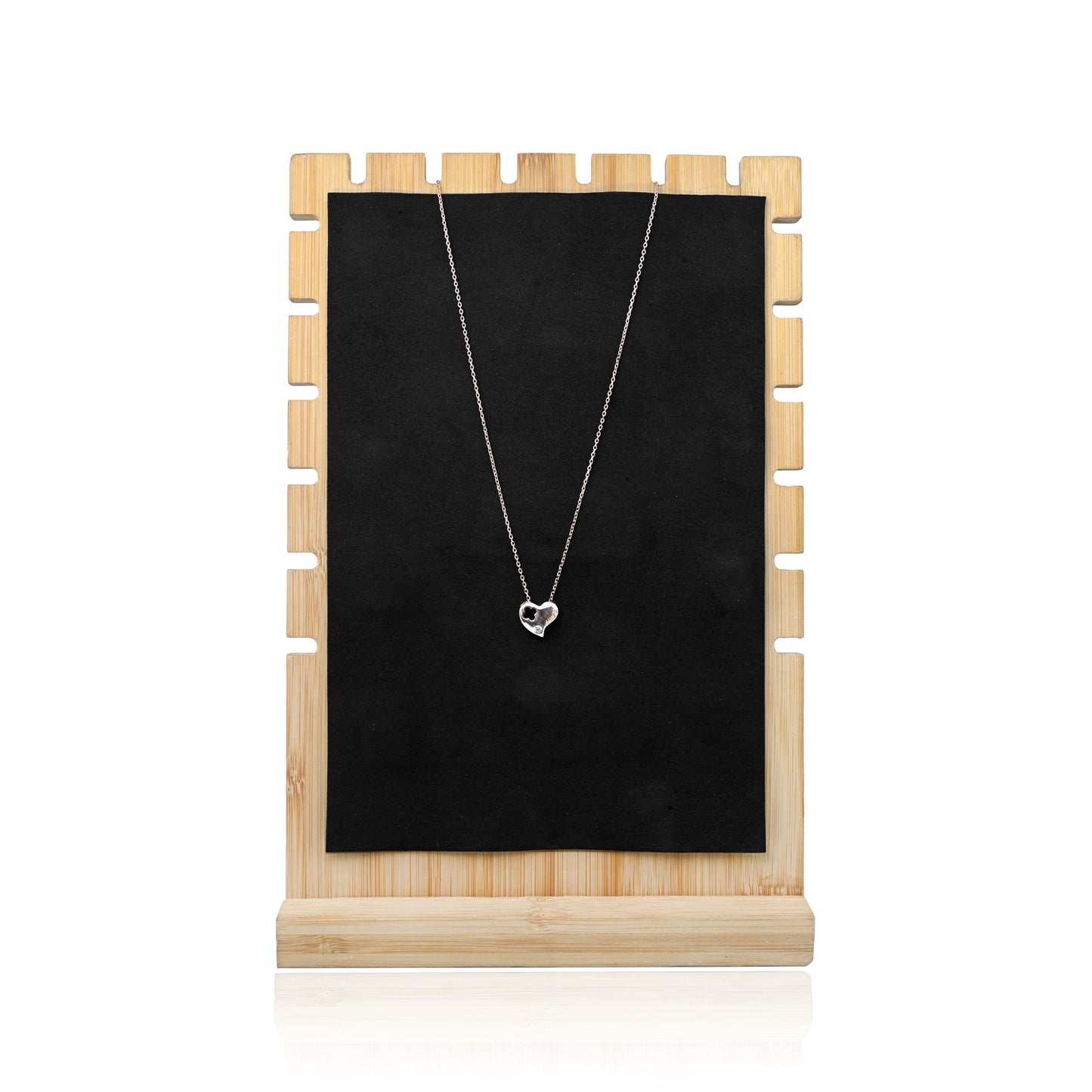 Timeless Silver Rose Gold Necklace – Solid Heart Pendant with White Gem & Love Design.