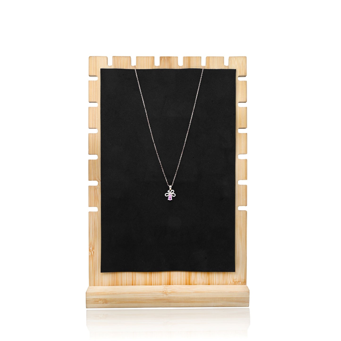 Elegant Silver Rose Gold Necklace with Flower Pendant & Purple Stone Accent.
