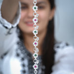 Load image into Gallery viewer, Premium Silver Anklet Flower Bud with Vibrant Stones