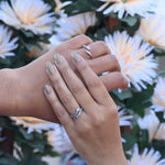 Load image into Gallery viewer, Couple’s love hug silver ring set, perfect matching rings for him and her.
