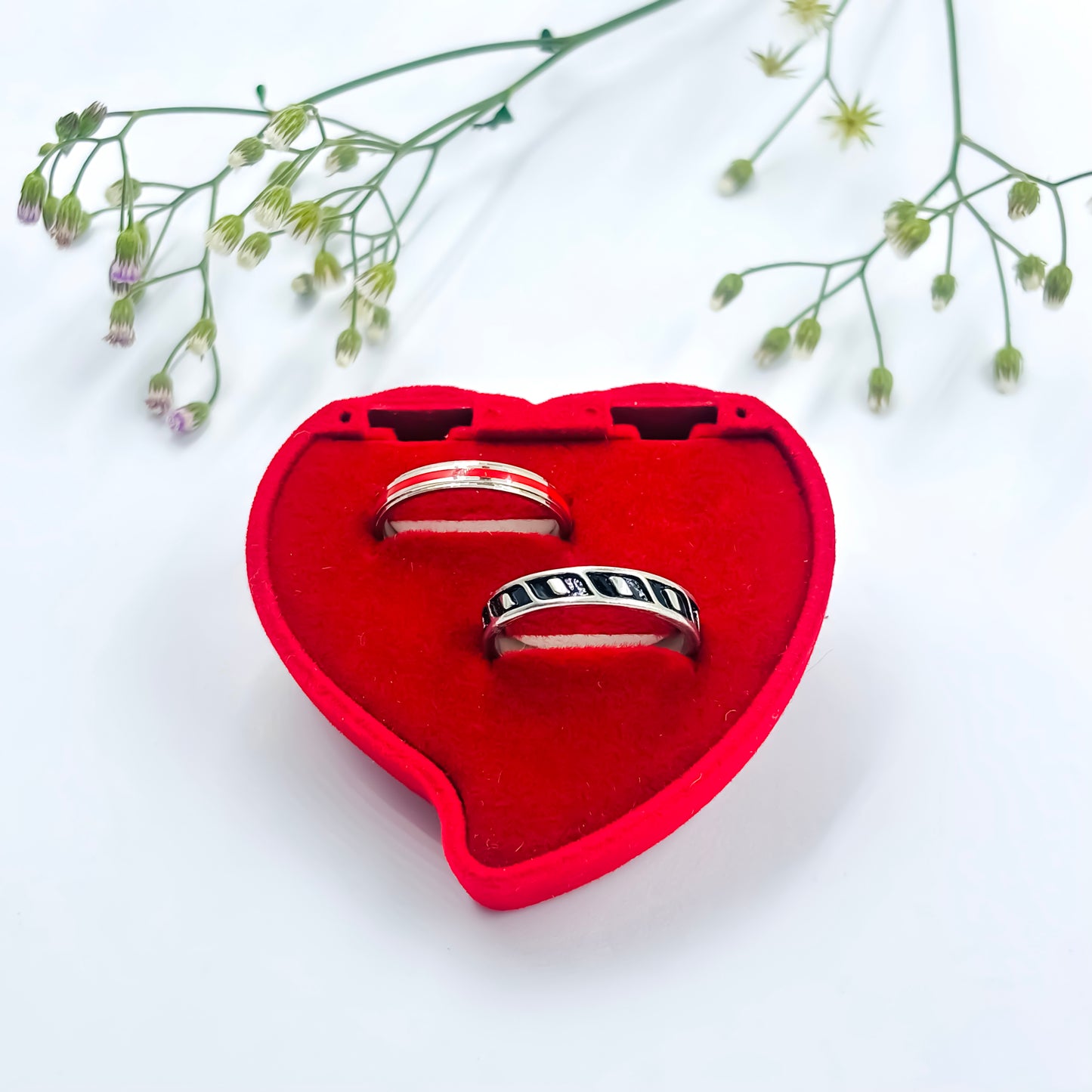 Simple yet Beautiful Silver Couple Rings with Central Design Detail.