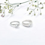 Load image into Gallery viewer, Stunning Silver Couple Rings with a Gorgeous Large White Gemstone.