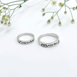 Load image into Gallery viewer, Chic Silver Couple Rings with Loving "Miss You, Kiss You" Message.