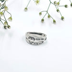 Load image into Gallery viewer, Chic Silver Couple Rings with Loving "Miss You, Kiss You" Message.