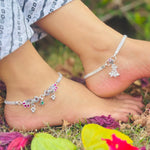 Load image into Gallery viewer, Beautiful Silver Anklet with Dual Peacock Joints for a Bold Statement.