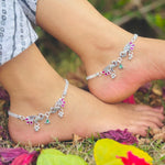 Load image into Gallery viewer, Beautiful Silver Anklet with Dual Peacock Joints for a Bold Statement.