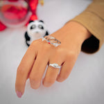 Load image into Gallery viewer, Silver Hug Ring with Red Heart Center