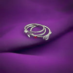 Load image into Gallery viewer, Love's Embrace Silver Ring with Heart-Shaped Red Center