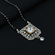 Elegant sterling silver mangalsutra featuring a square design with a central CZ stone.