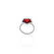 Close-up of the flower-cut red stone ring in 925 silver for girls