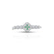 Silver kada with center green four-leaf clover for girls.