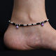 Elegant sterling silver anklet with silver and black bead mix.