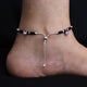 Stylish anklet with sterling silver and a blend of black and silver beads for girls.