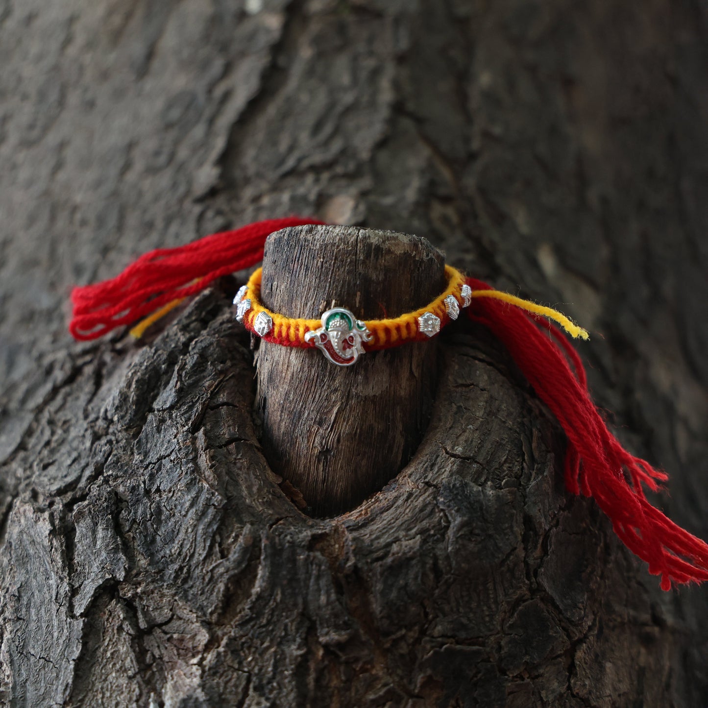 Blessed Ganpati Silver Rakhi