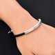 Stylish sterling silver bracelet with black strip square pattern designed for boys.