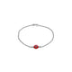 Red evil eye bracelet with adjustable size feature.