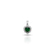 Elegant silver heart-shaped pendant featuring a central green gemstone.