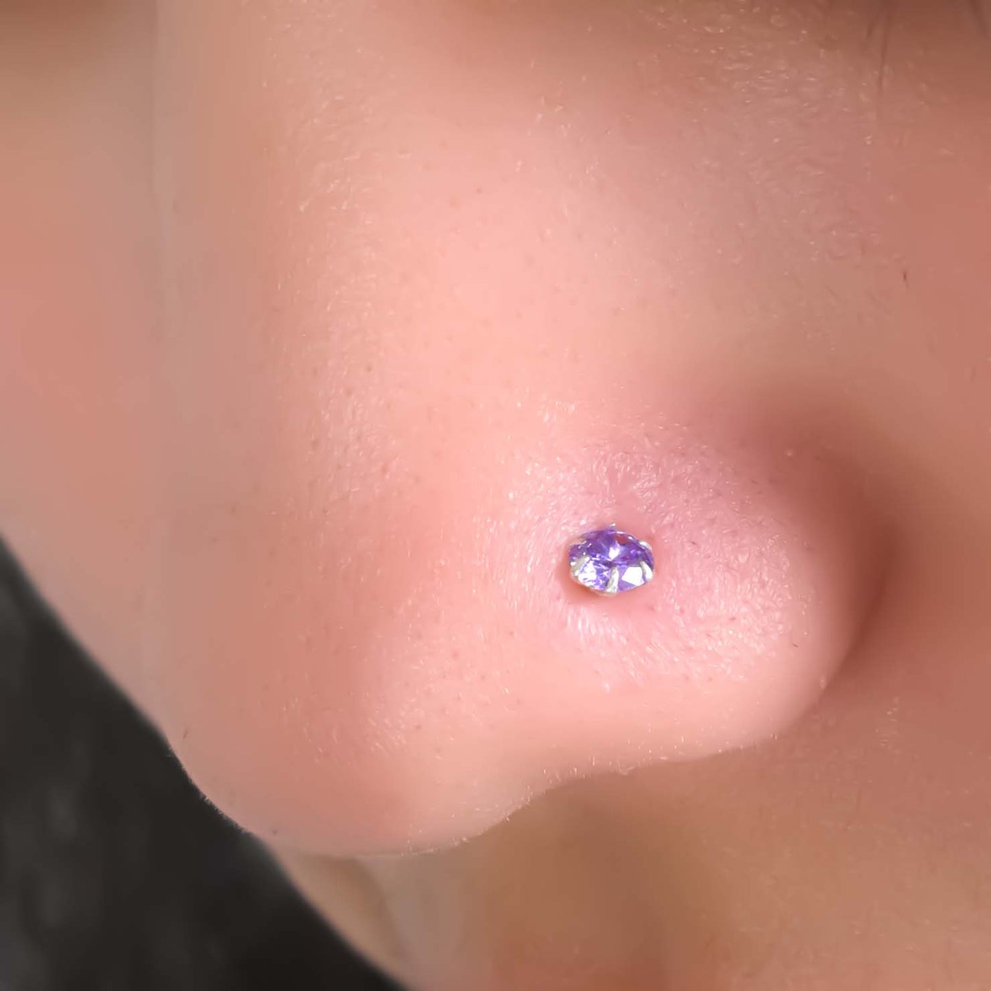 Modern silver Nose Pin with Octagon Gemstone Cut