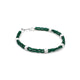 Silver bracelet with green and silver beads, designed for boys.