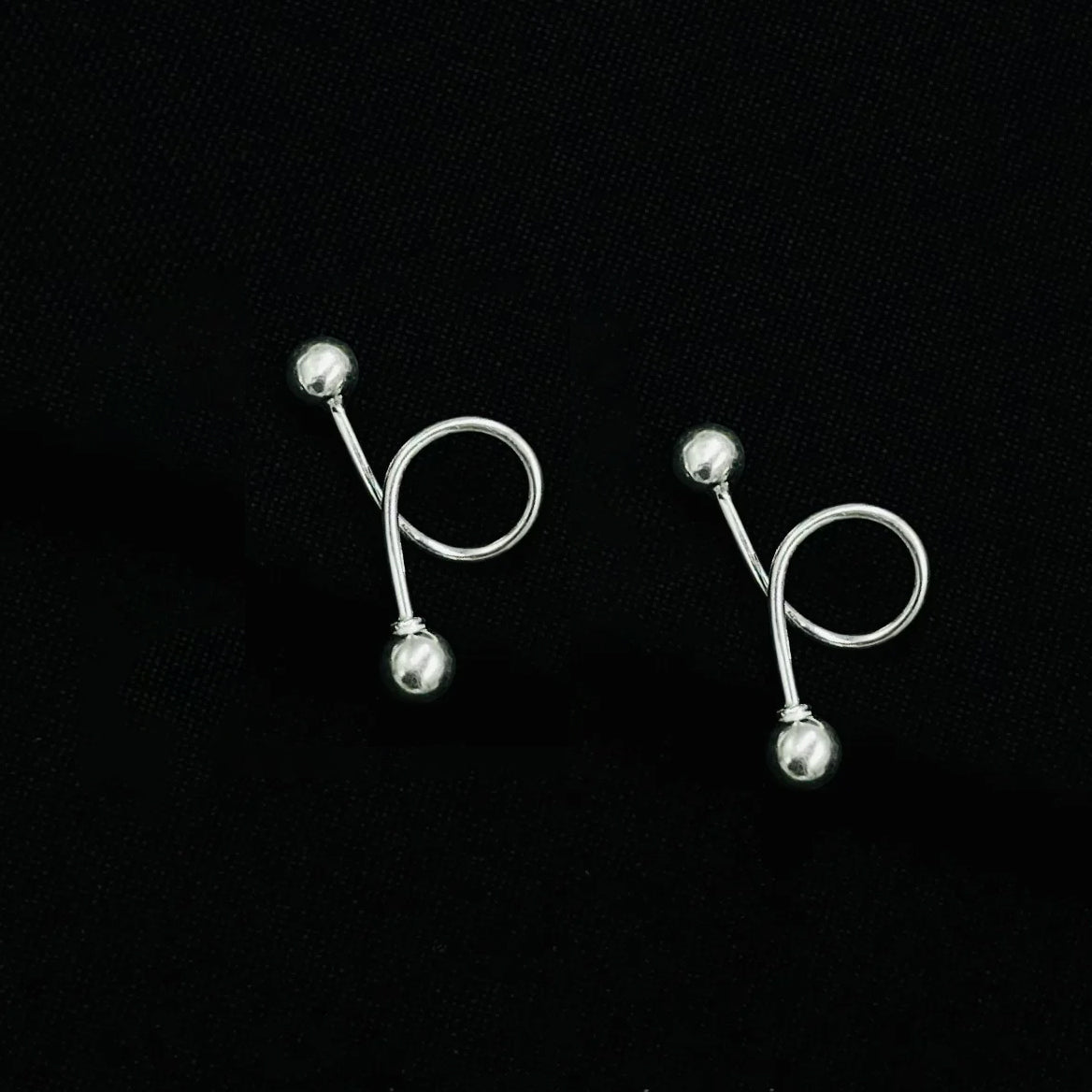 Chic minimalist double sphere silver earrings for modern elegance