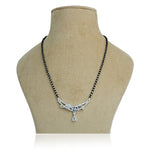 Load image into Gallery viewer, Exquisite floral design silver mangalsutra with a white gemstone
