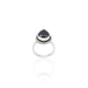 Close-up of a stylish black drop ring in 925 silver