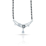 Load image into Gallery viewer, Elegant silver mangalsutra featuring a beautiful floral motif and white gemstone

