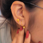 Load image into Gallery viewer, Elegant gold-plated silver ball stud earrings for timeless style.
