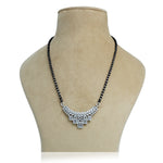 Load image into Gallery viewer, Elegant Silver Mangalsutra with Floral Design and Black Beads
